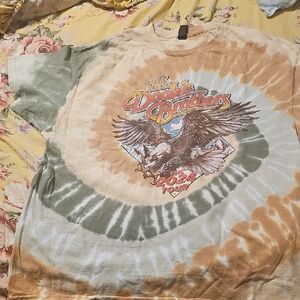 Gildan Kids Tie-Dye Eagle Graphic T-Shirt - Green and Brown